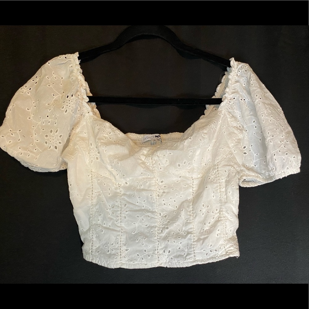 White Short Sleeve Crop Top